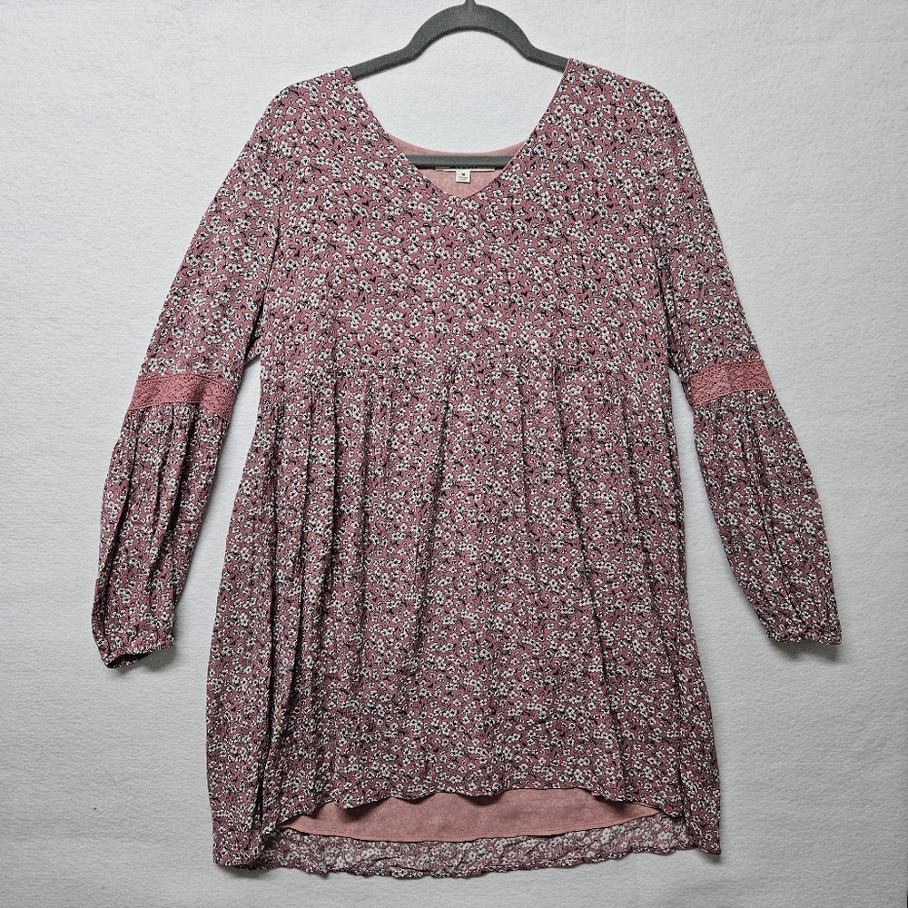 Miami Francesca's Floral Dress Babydoll Boho Cottage Longsleeve Medium